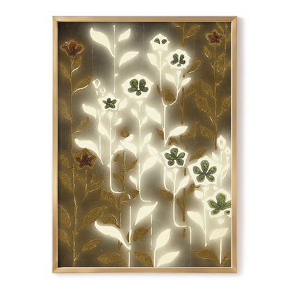 Gilded Botanical Glow, beige, white, gold floral wall art, front artwork view