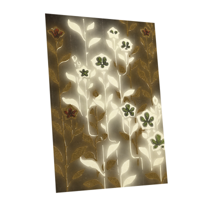 Gilded Botanical Glow, beige, white, gold floral wall art shown as a unframed poster wall art print