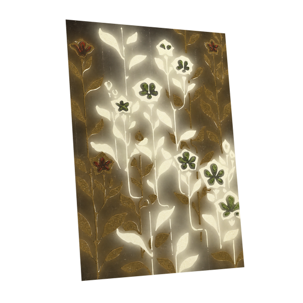 Gilded Botanical Glow, beige, white, gold floral wall art shown as a unframed poster wall art print