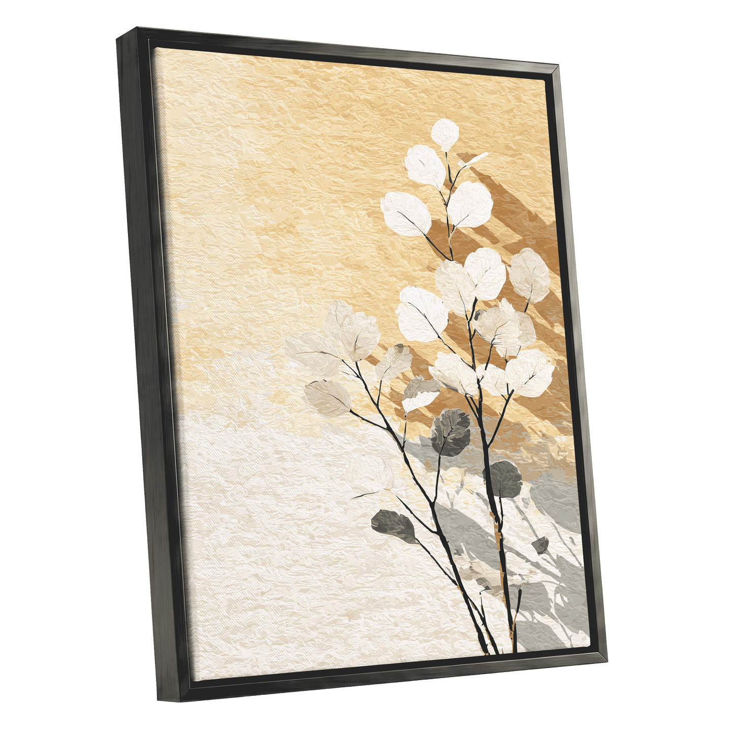 Gilded Botanical Shadows – black framed canvas option