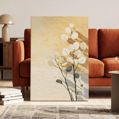 Gilded Botanical Shadows – canvas wall art in a styled interior, gallery view 1