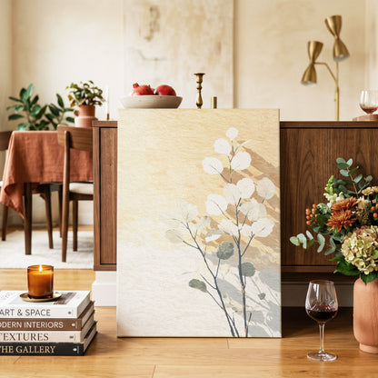 Gilded Botanical Shadows – canvas wall art in a styled interior, gallery view 2