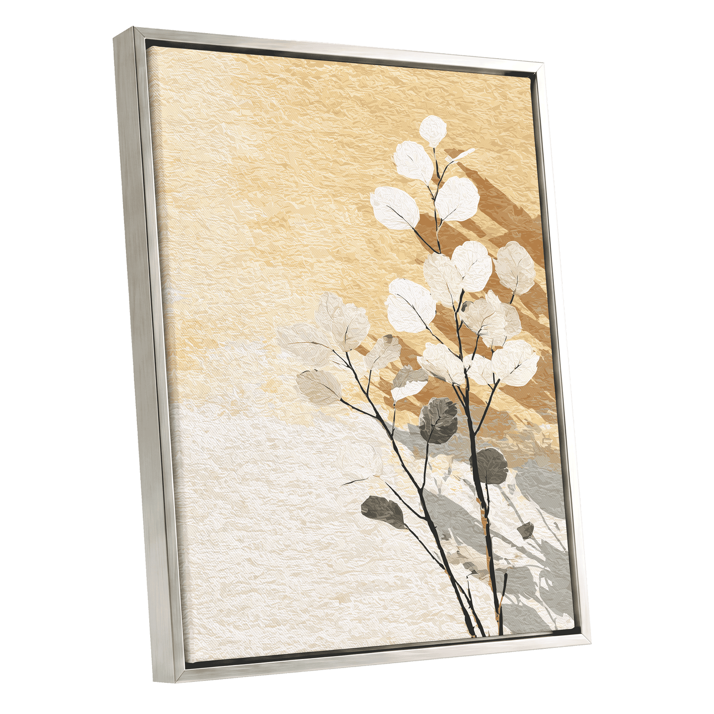 Gilded Botanical Shadows – silver framed canvas option
