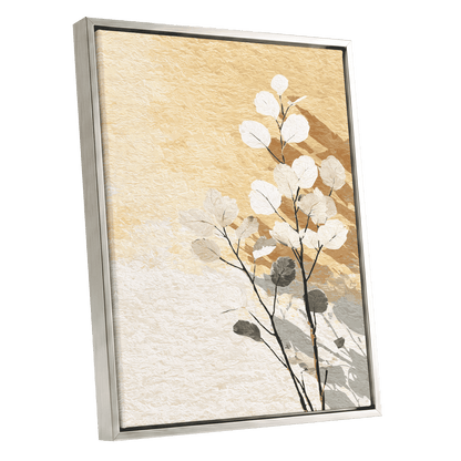 Gilded Botanical Shadows – silver framed canvas option