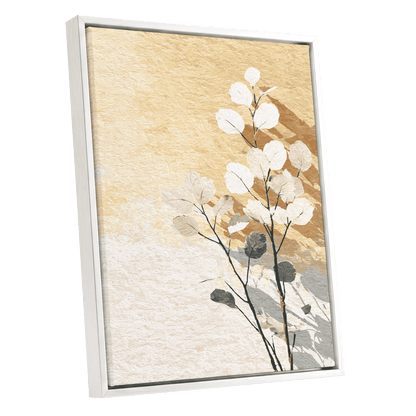 Gilded Botanical Shadows – white framed canvas option