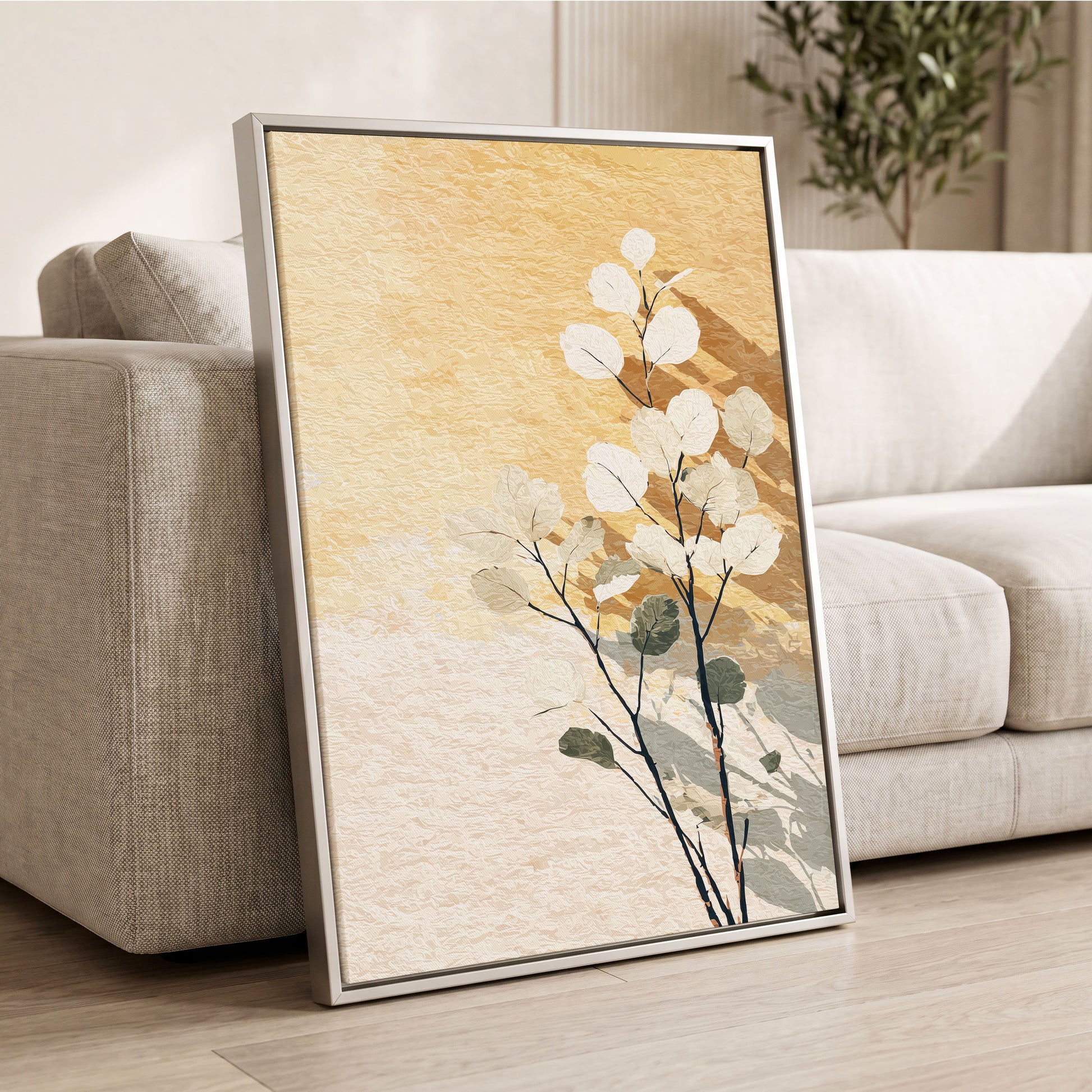 Gilded Botanical Shadows – wall art displayed in a styled interior, gallery view 2