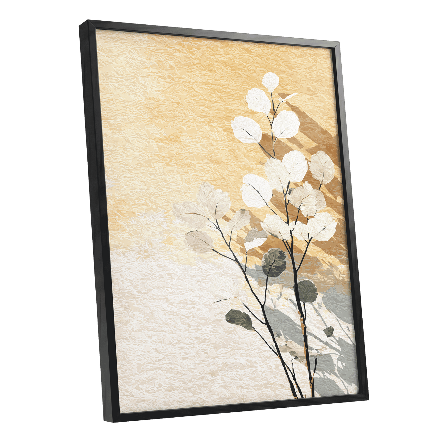 Gilded Botanical Shadows – black framed poster option
