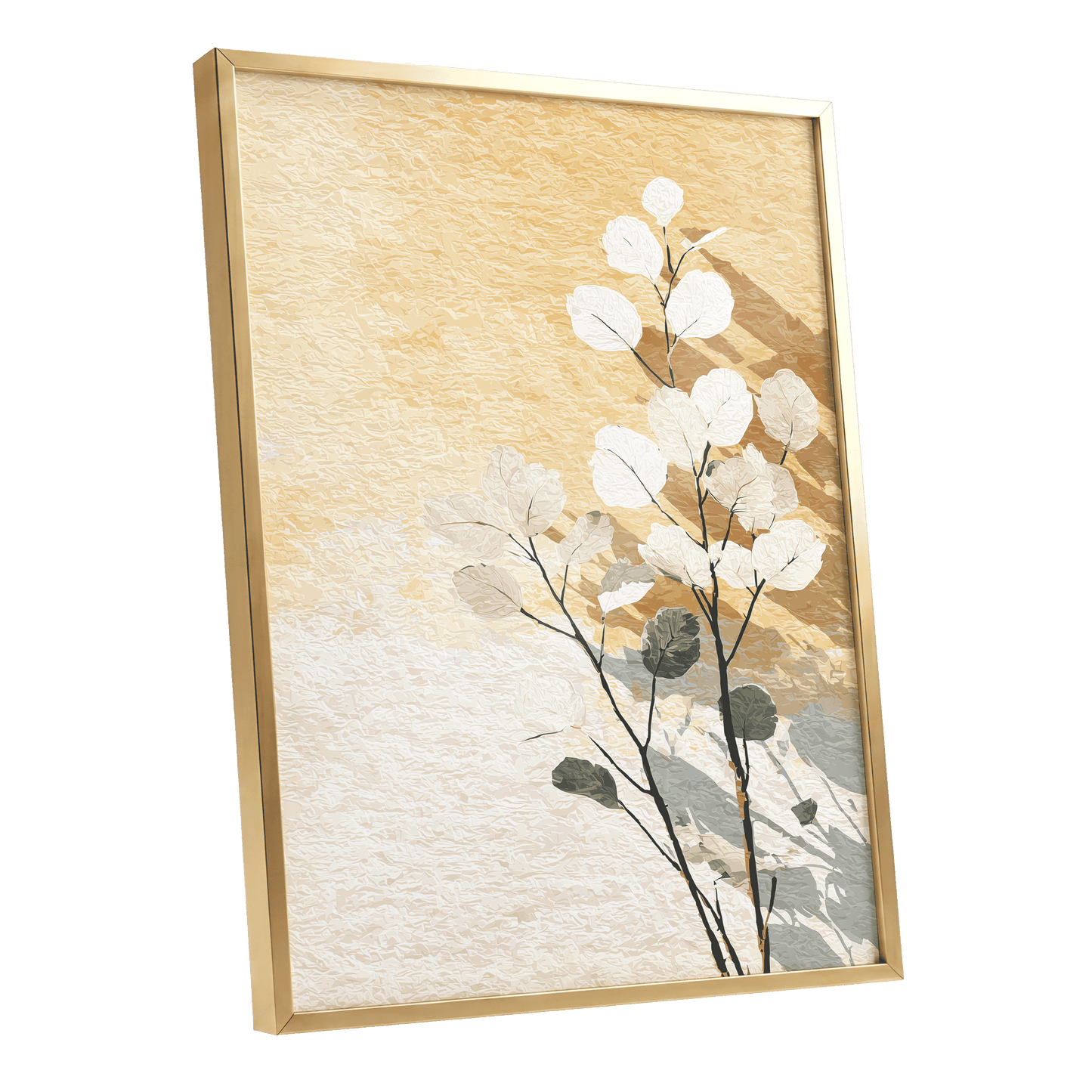 Gilded Botanical Shadows – gold framed poster option