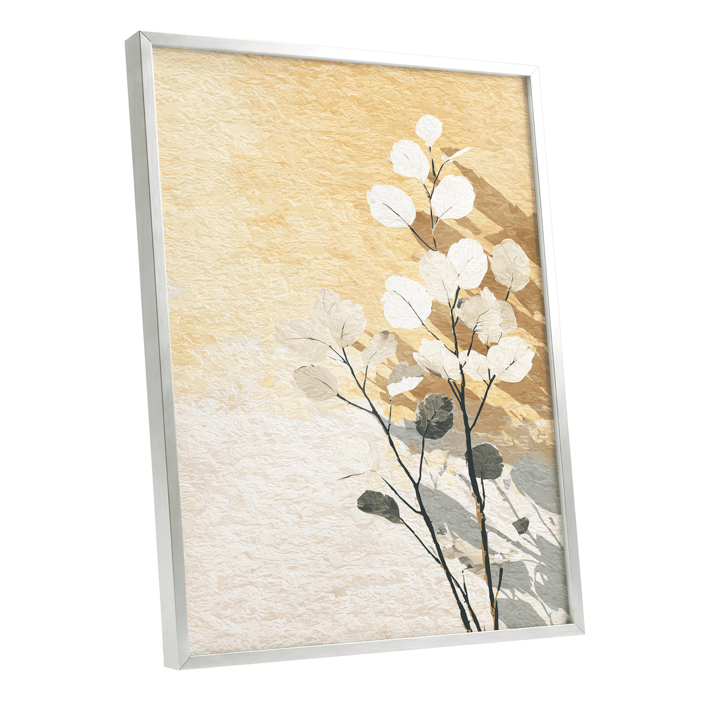 Gilded Botanical Shadows – silver framed poster option