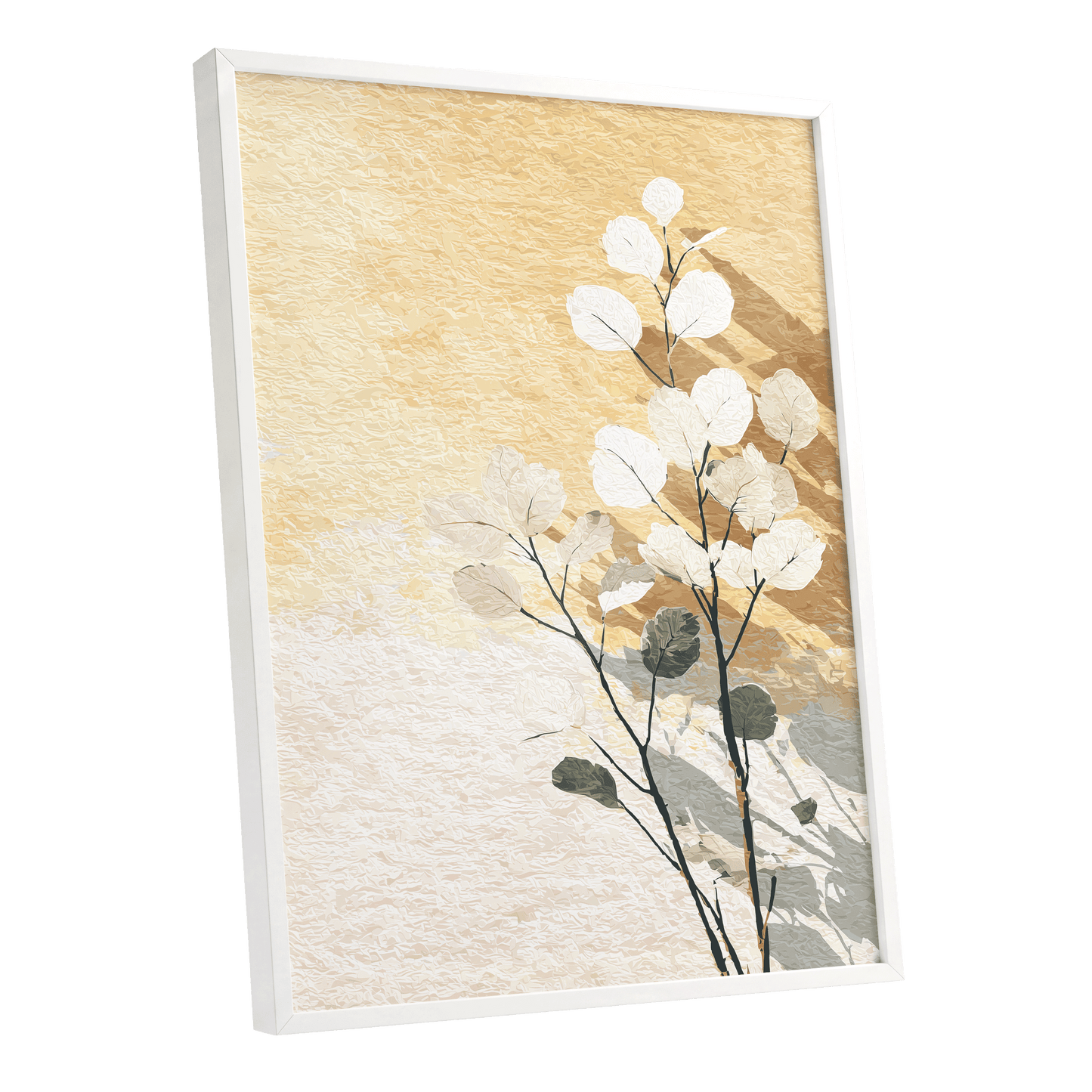 Gilded Botanical Shadows – white framed poster option