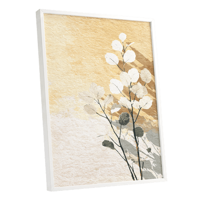 Gilded Botanical Shadows – white framed poster option