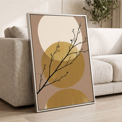 Gilded Branches, black, beige, gold nature wall art displayed in a styled interior, gallery view 2