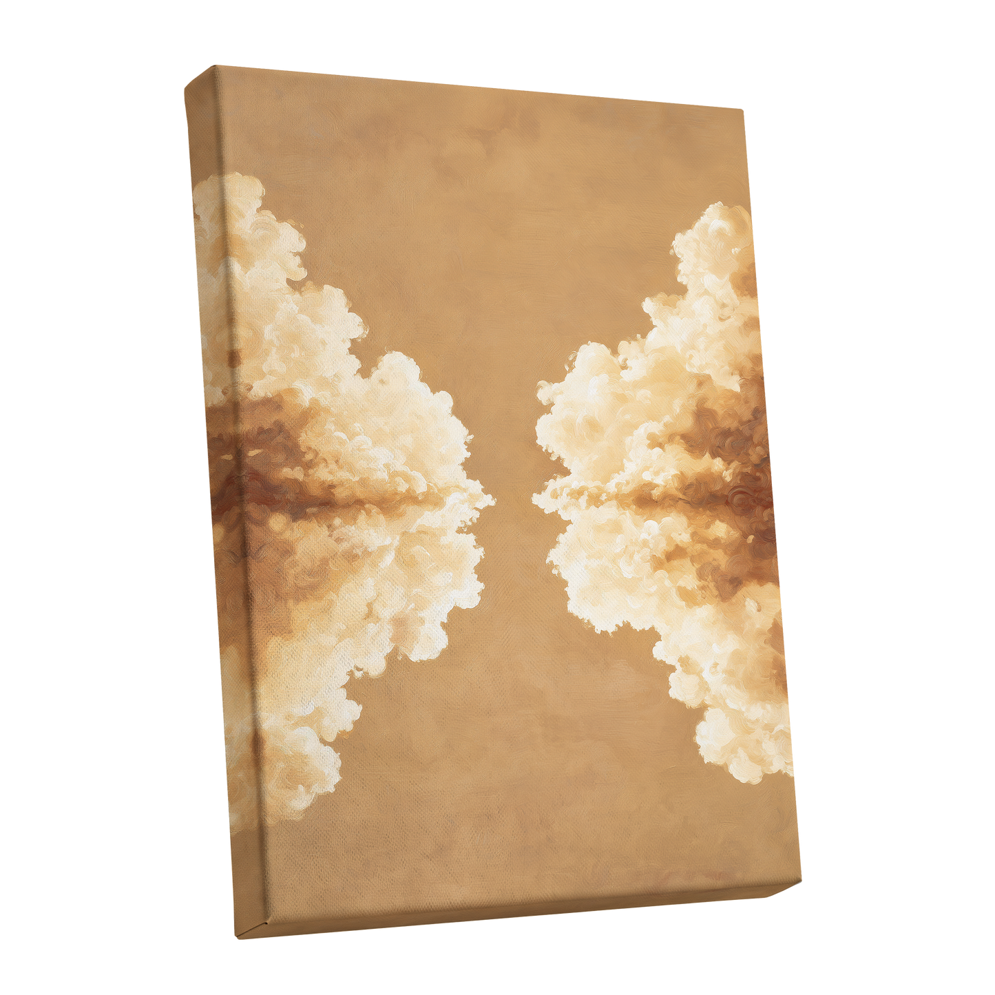 Gilded Cloud Passage, beige, gold, white nature wall art shown as a stretched canvas wall art