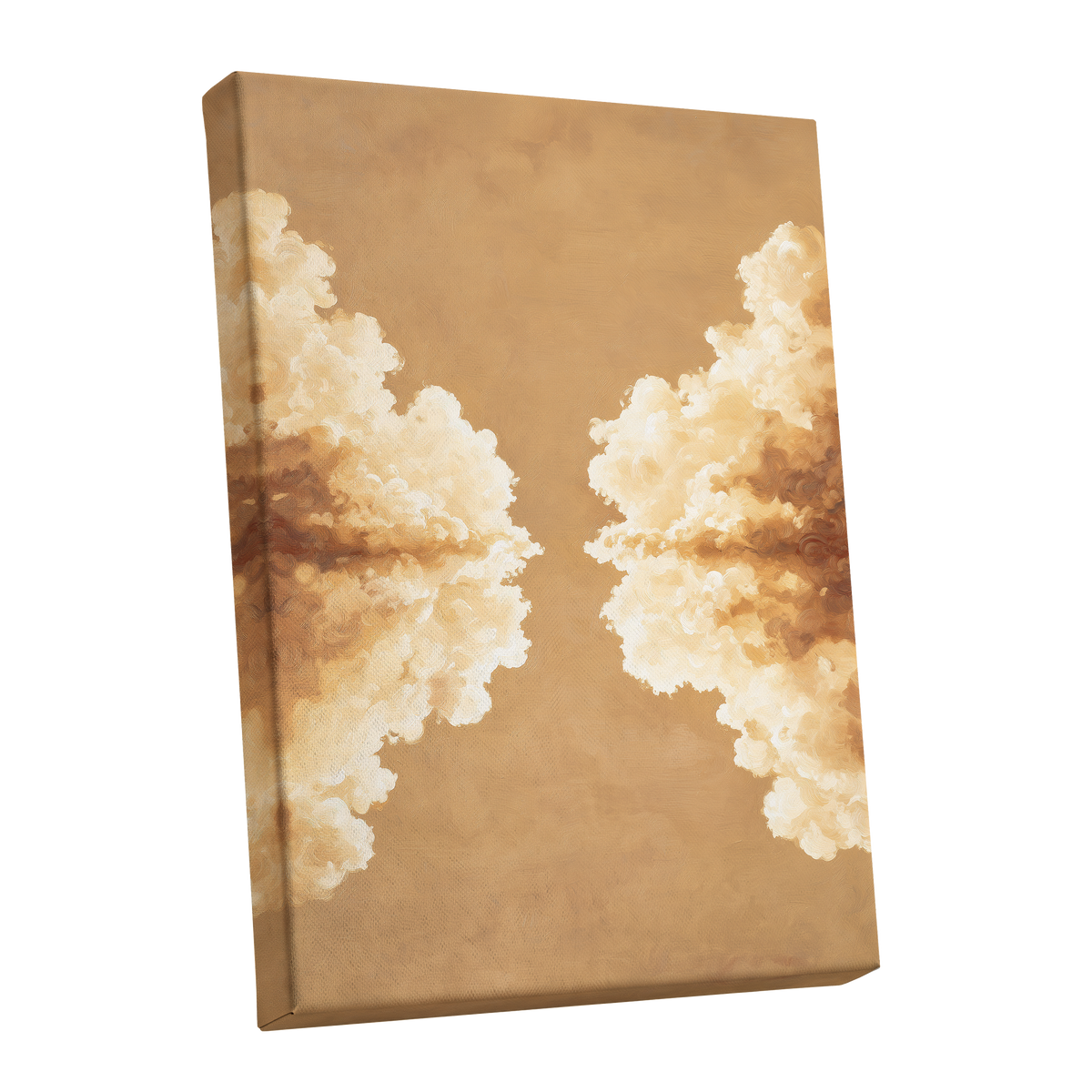 Gilded Cloud Passage, beige, gold, white nature wall art shown as a stretched canvas wall art