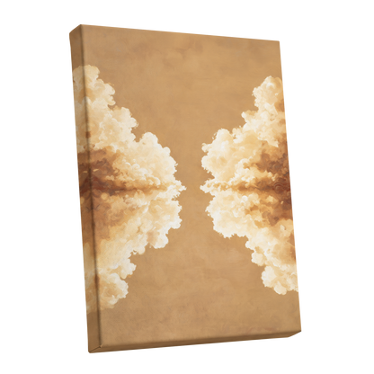 Gilded Cloud Passage, beige, gold, white nature wall art shown as a stretched canvas wall art
