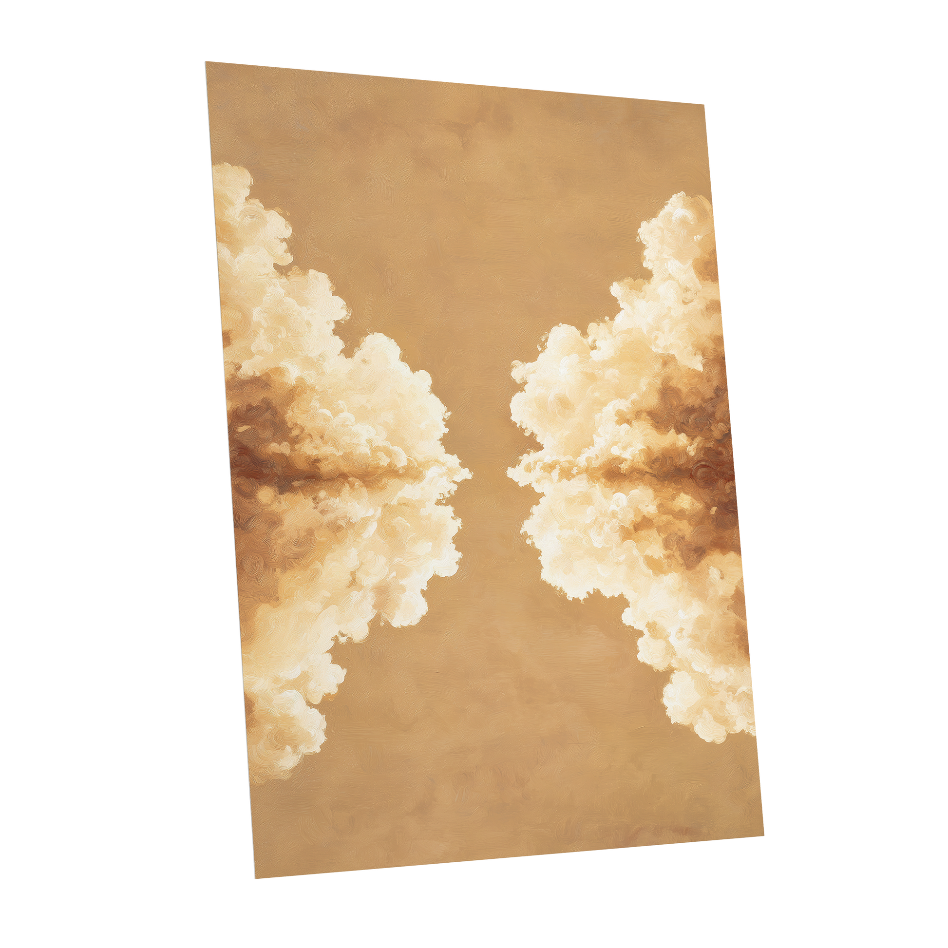 Gilded Cloud Passage, beige, gold, white nature wall art shown as a unframed poster wall art print