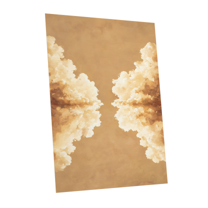 Gilded Cloud Passage, beige, gold, white nature wall art shown as a unframed poster wall art print