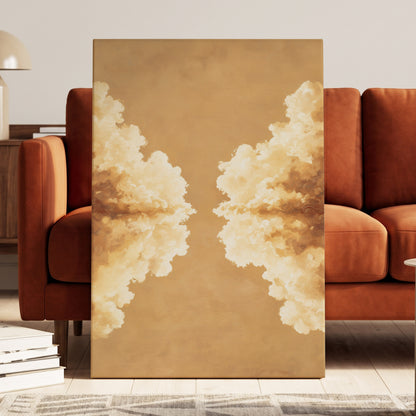 Gilded Cloud Passage, beige, gold, white nature wall art displayed in a styled interior, gallery view 7