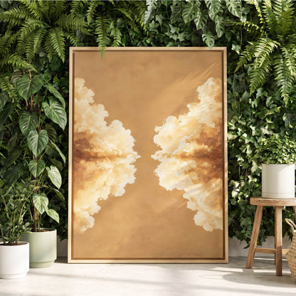 Gilded Cloud Passage, beige, gold, white nature wall art displayed in a styled interior, gallery view 8