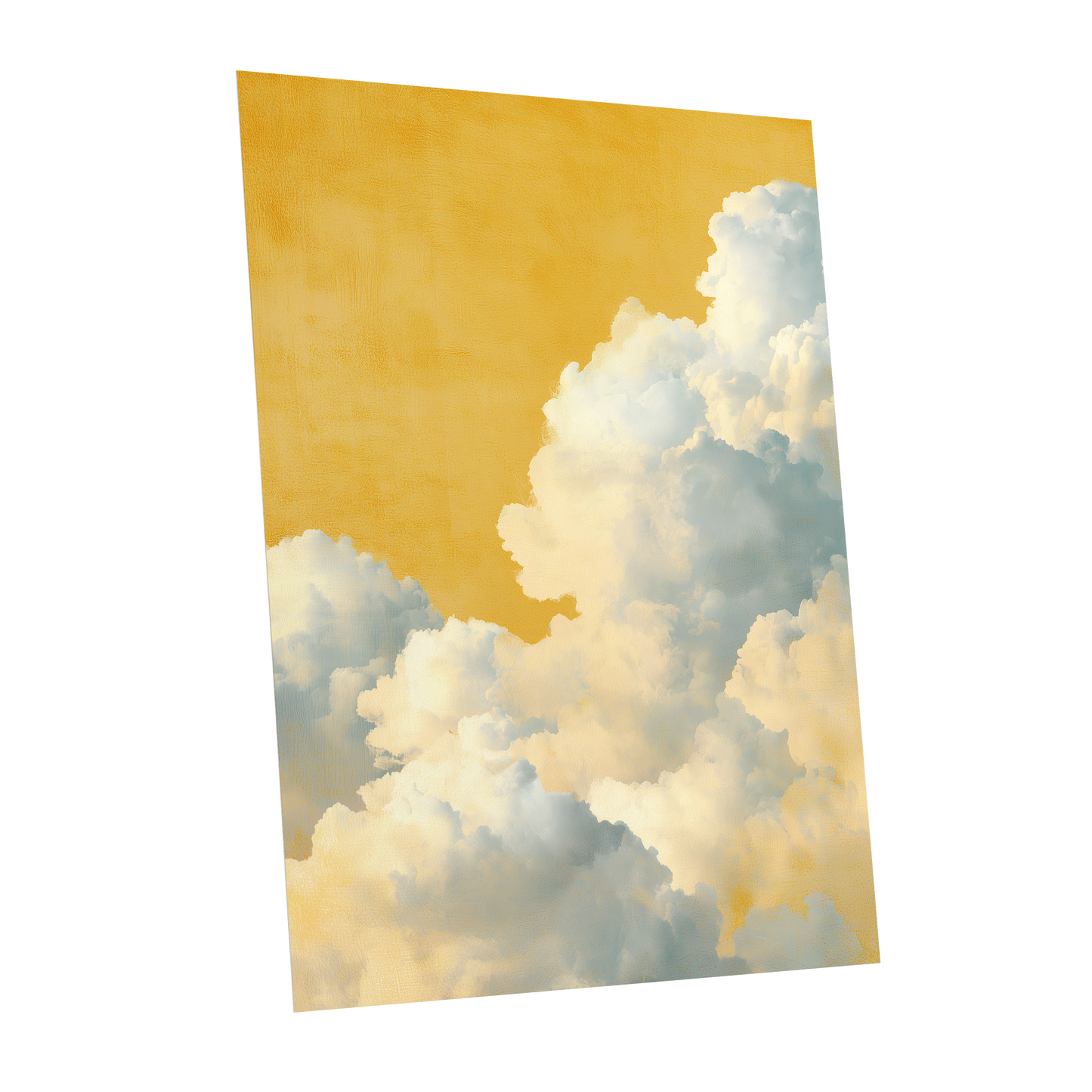 Gilded Cloudrise, gold, white, blue nature wall art shown as a unframed poster wall art print