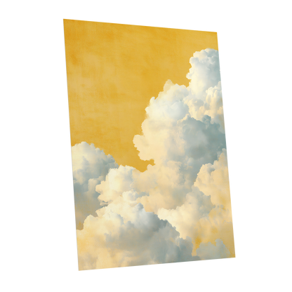 Gilded Cloudrise, gold, white, blue nature wall art shown as a unframed poster wall art print