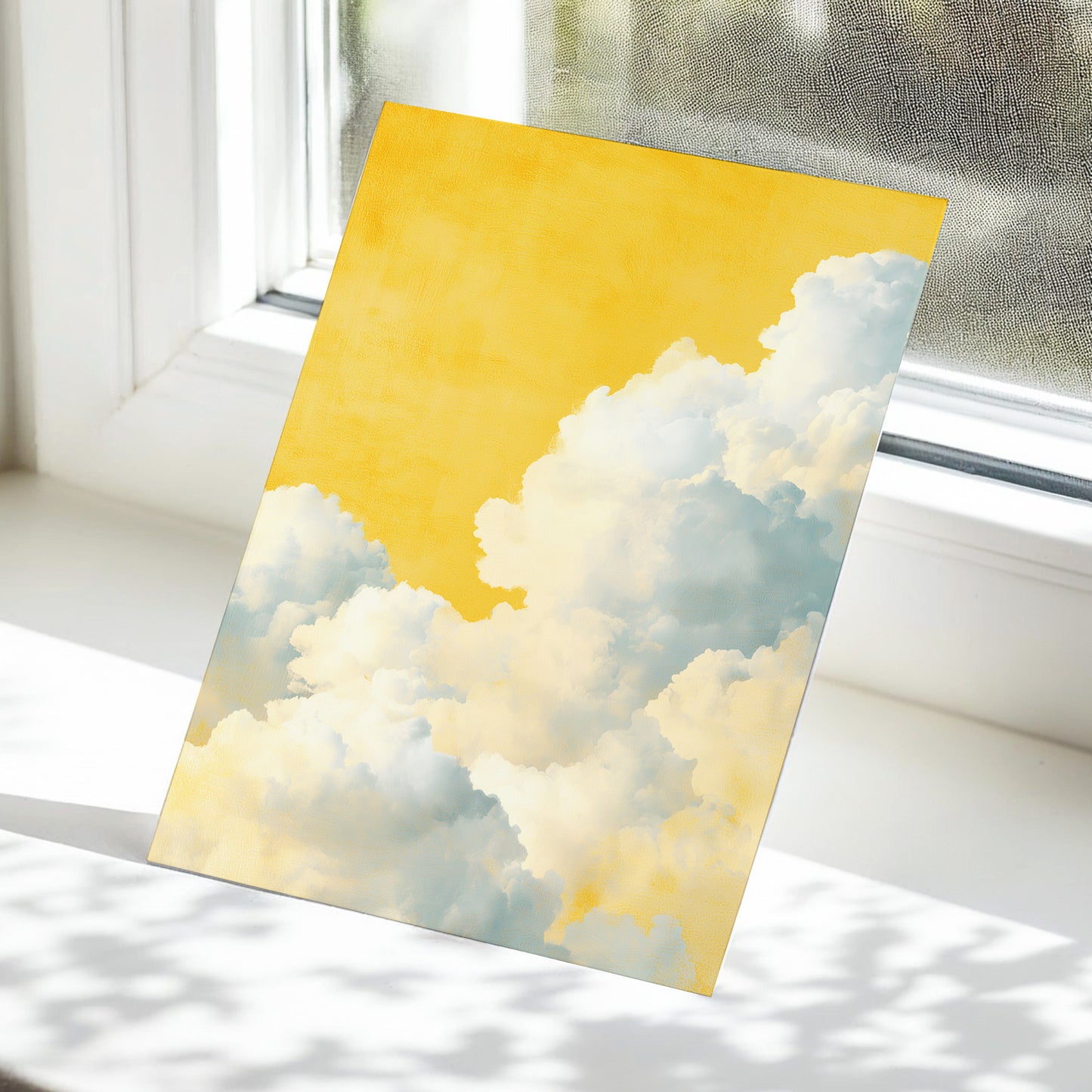 Gilded Cloudrise, gold, white, blue nature wall art displayed in a styled interior, gallery view 5
