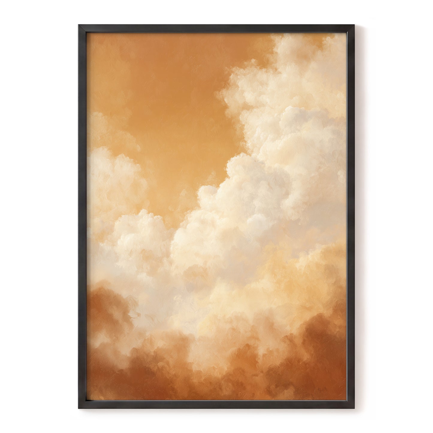 Gilded Cloudscape, gold, orange, beige nature wall art, front artwork view