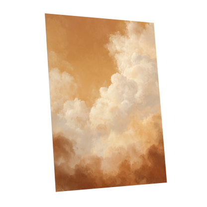 Gilded Cloudscape, gold, orange, beige nature wall art shown as a unframed poster wall art print