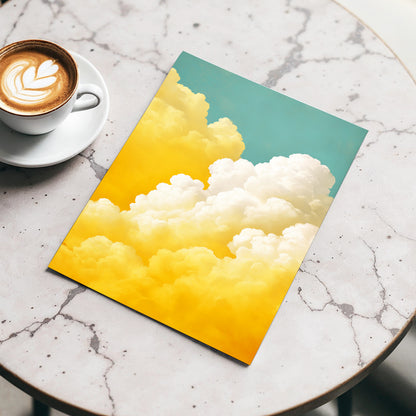 Gilded Cloudscape, blue, gold, yellow nature wall art displayed in a styled interior, gallery view 5