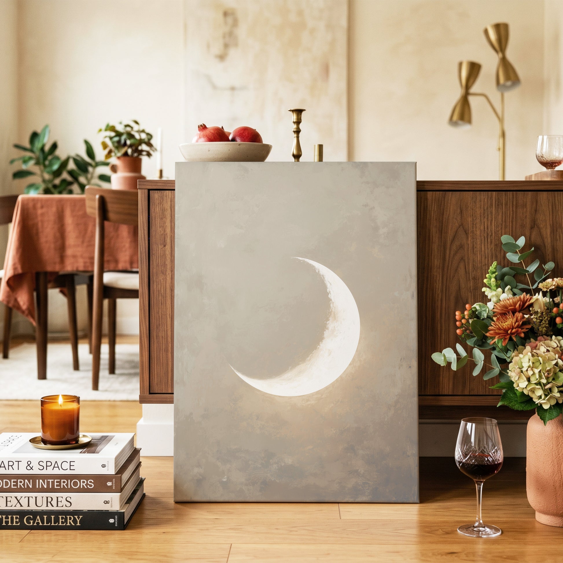 Gilded Crescent – canvas wall art in a styled interior, gallery view 2