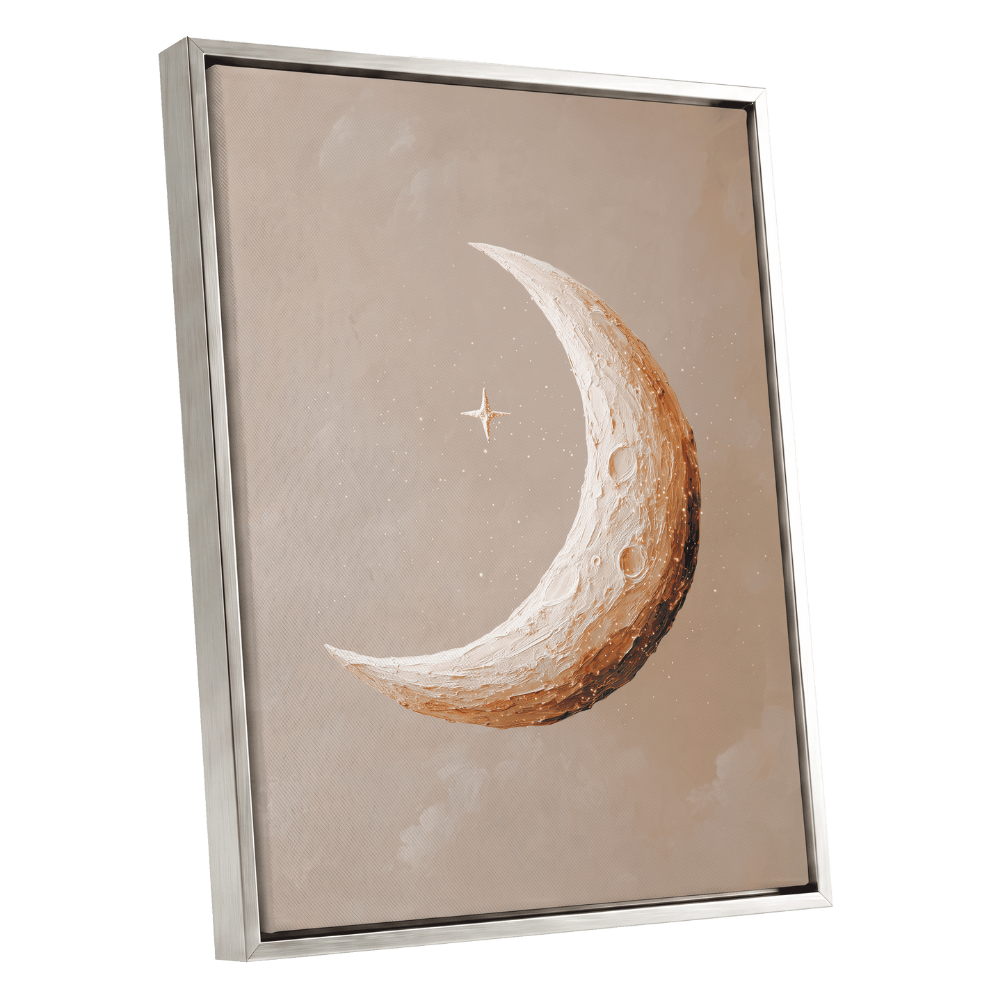 Gilded Crescent – silver framed canvas option