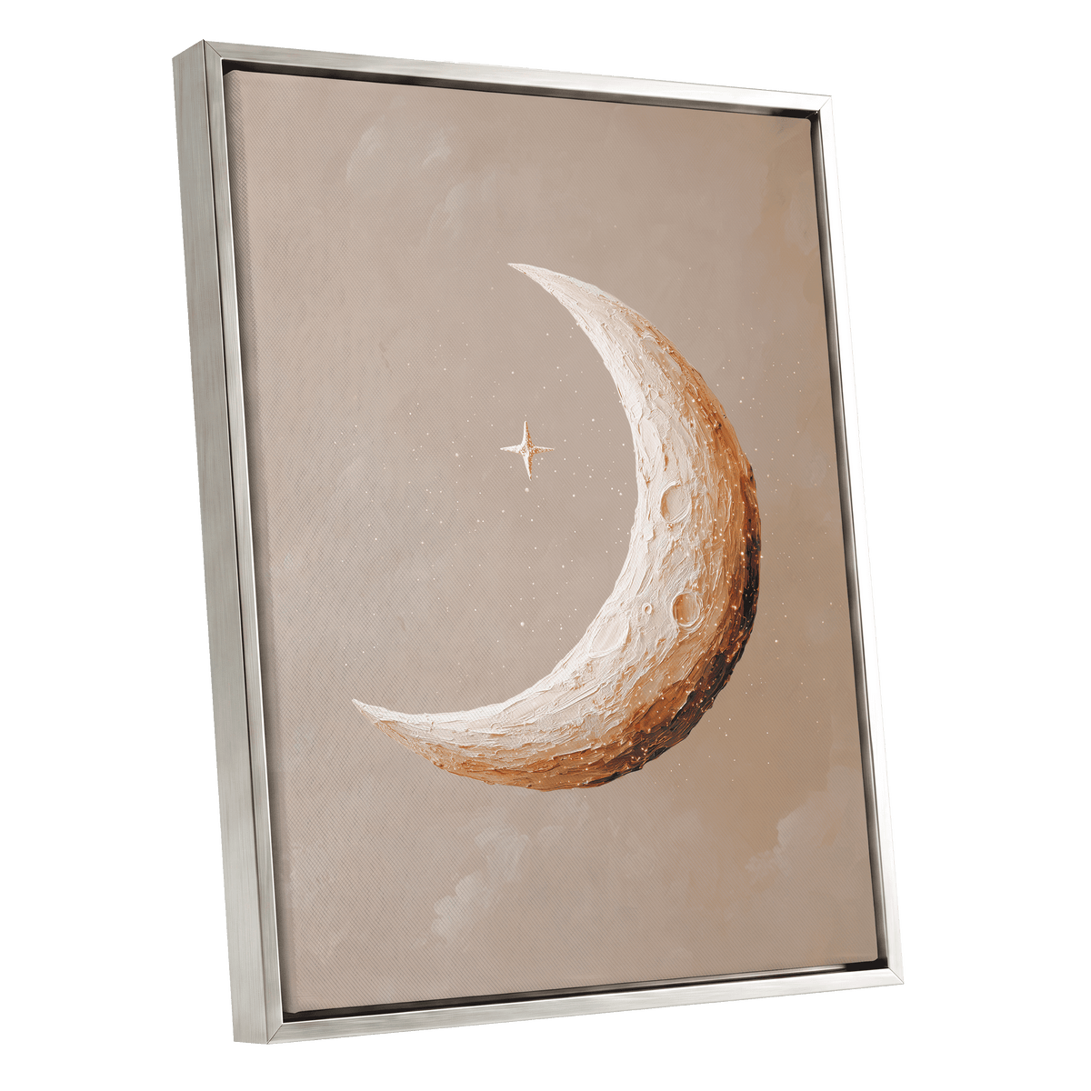 Gilded Crescent – silver framed canvas option