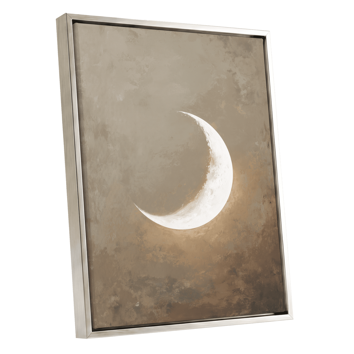 Gilded Crescent – silver framed canvas option