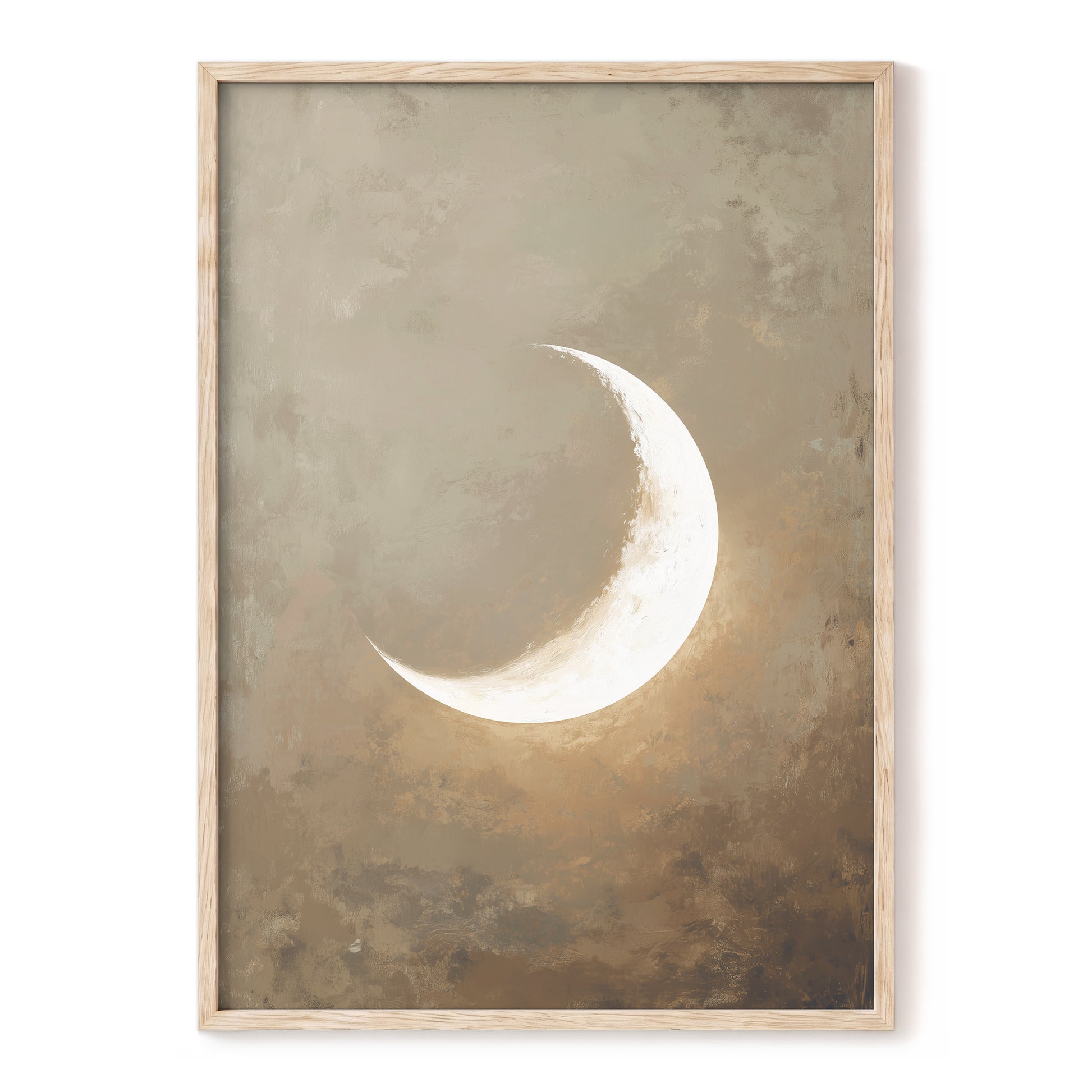 Gilded Crescent – beige, gold, white nature wall art, front view