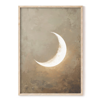 Gilded Crescent – beige, gold, white nature wall art, front view