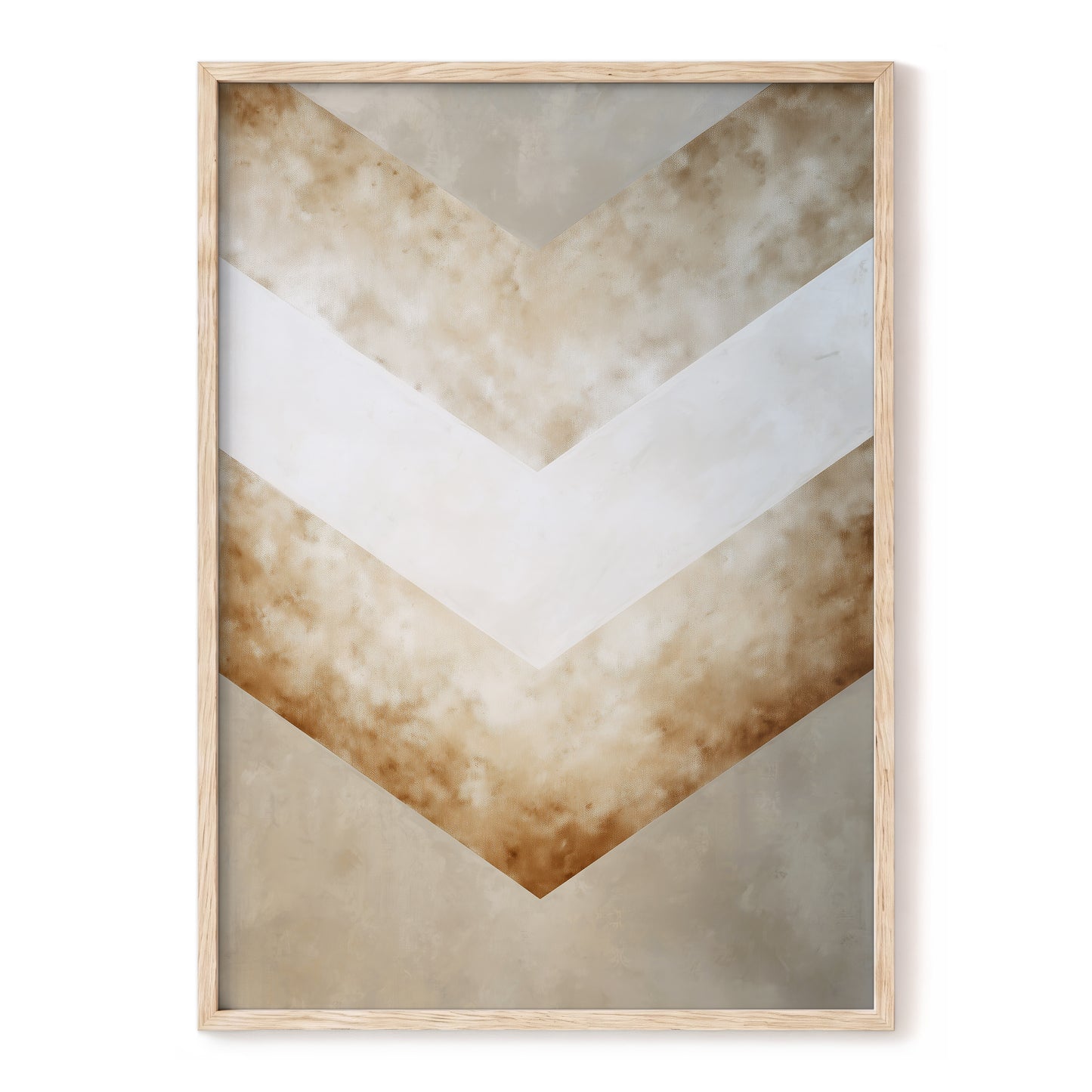 Gilded Descent – beige, gold, white minimalist wall art, front view