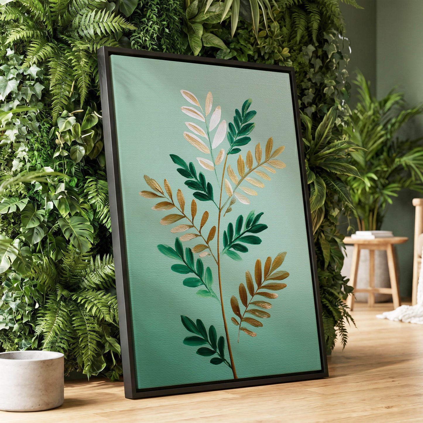 Gilded Garden Rhythm – wall art displayed in a styled interior, gallery view 1