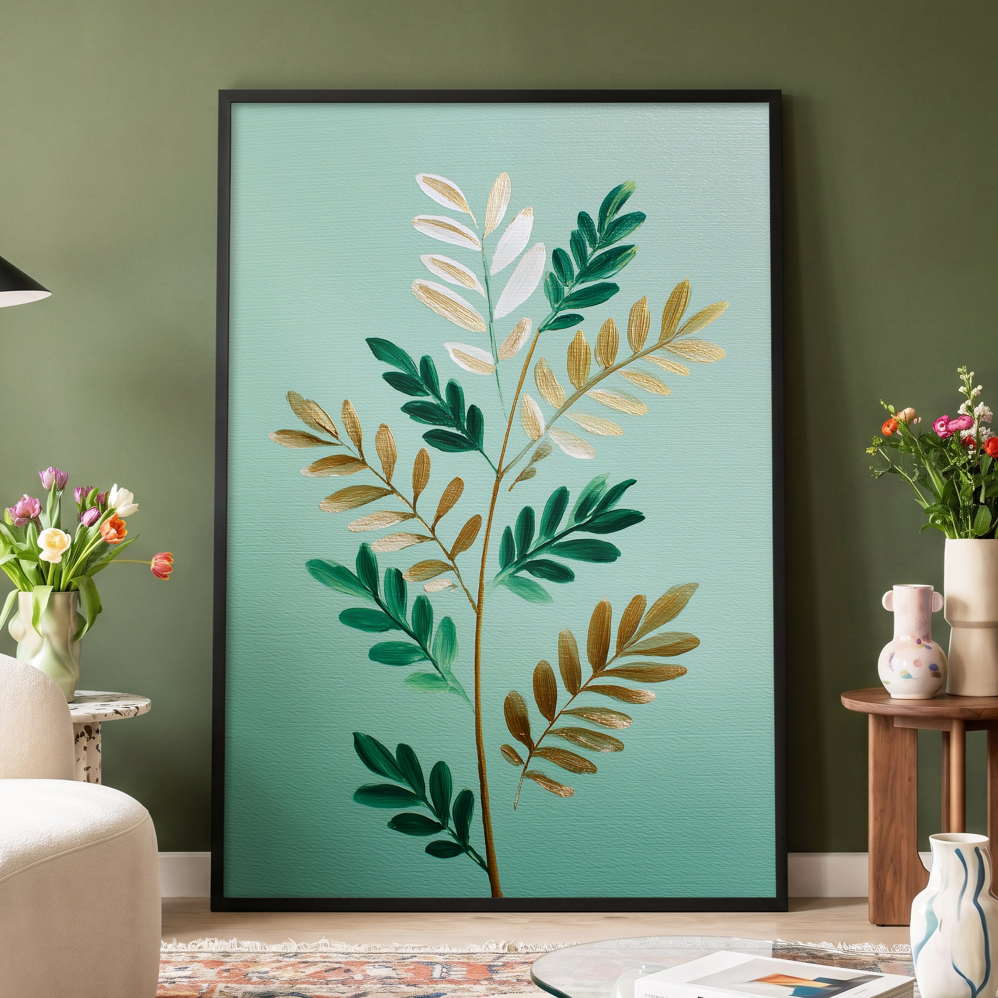 Gilded Garden Rhythm – wall art displayed in a styled interior, gallery view 4