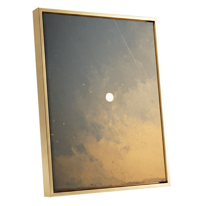 Gilded Hush, gray, gold, beige nature wall art shown as a gold framed canvas wall art