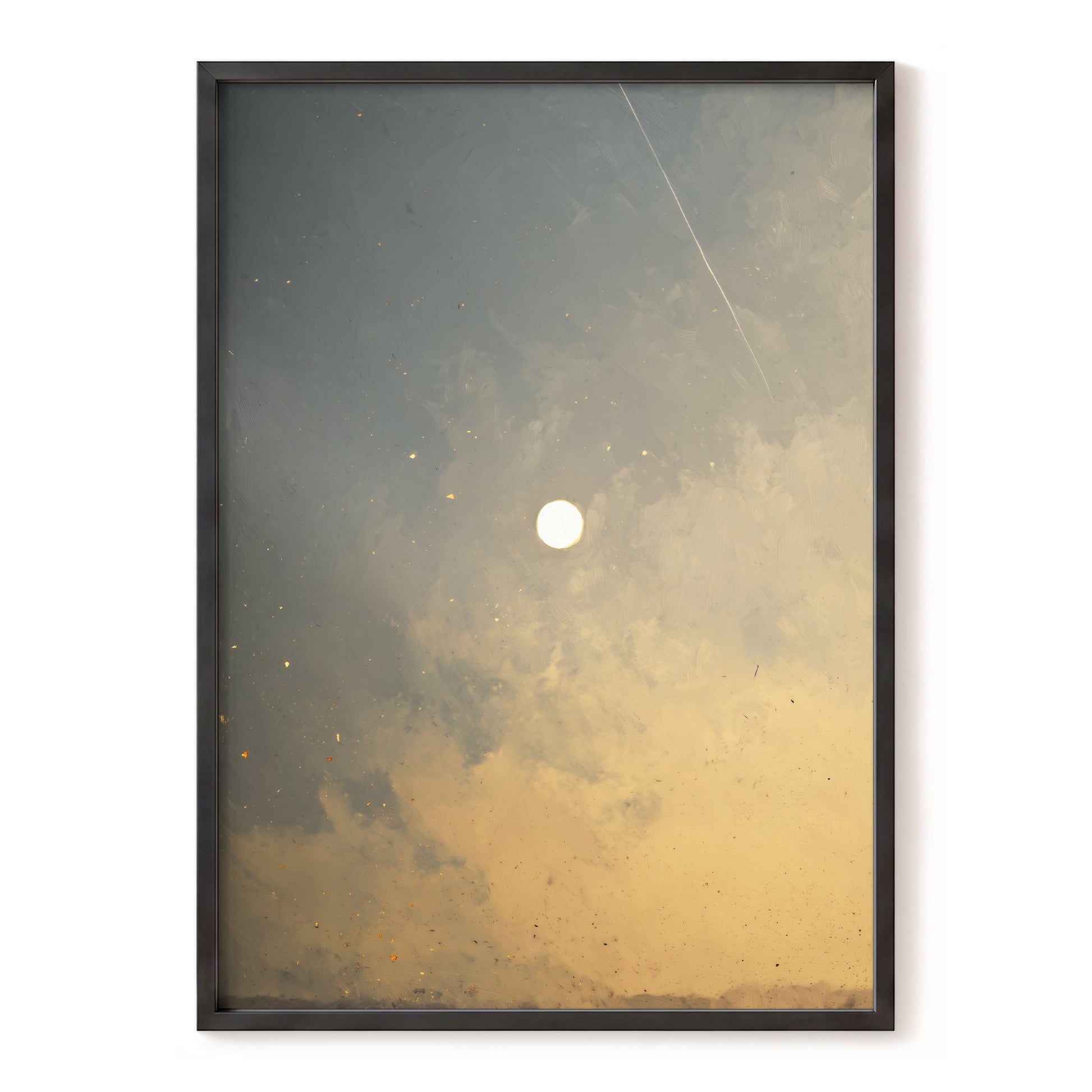 Gilded Hush, gray, gold, beige nature wall art, front artwork view