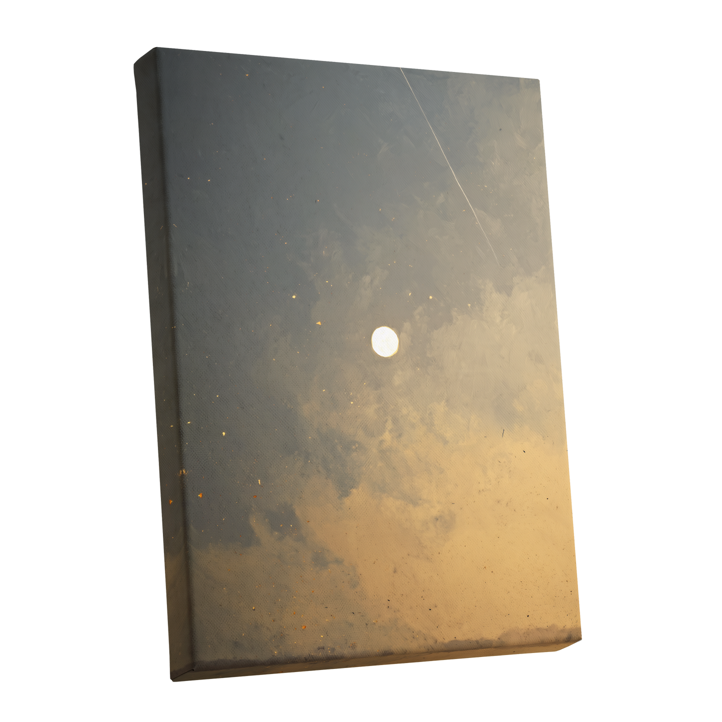 Gilded Hush, gray, gold, beige nature wall art shown as a stretched canvas wall art
