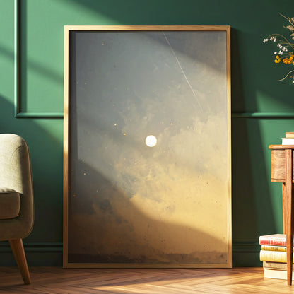 Gilded Hush, gray, gold, beige nature wall art displayed in a styled interior, gallery view 2