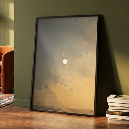 Gilded Hush, gray, gold, beige nature wall art displayed in a styled interior, gallery view 6