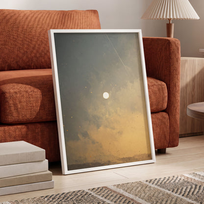 Gilded Hush, gray, gold, beige nature wall art displayed in a styled interior, gallery view 9