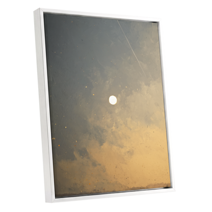 Gilded Hush, gray, gold, beige nature wall art shown as a white framed canvas wall art