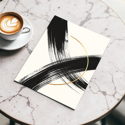 Gilded Intersection, black, beige, gold abstract wall art displayed in a styled interior, gallery view 3