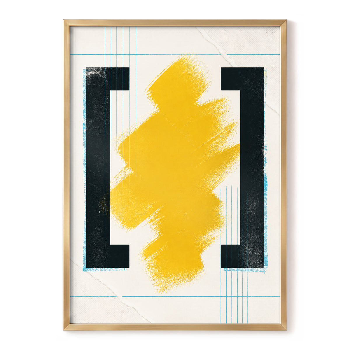 Gilded Interval, gold, black, beige abstract wall art, front artwork view