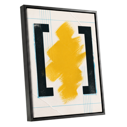 Gilded Interval, gold, black, beige abstract wall art shown as a black framed canvas wall art