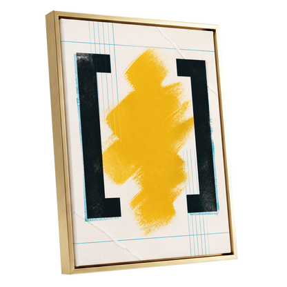 Gilded Interval, gold, black, beige abstract wall art shown as a gold framed canvas wall art