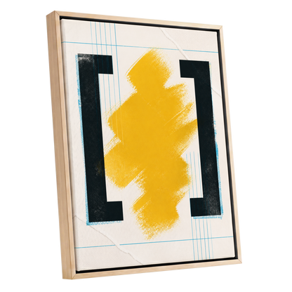 Gilded Interval, gold, black, beige abstract wall art shown as a oak framed canvas wall art